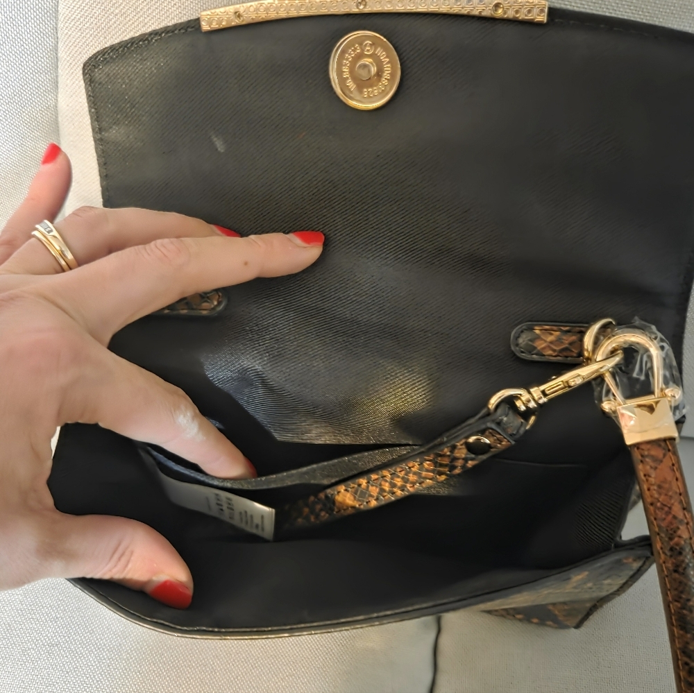 Aldo Brown Snakeskin Crossbody | Clutch Bag - Picture 4 of 8